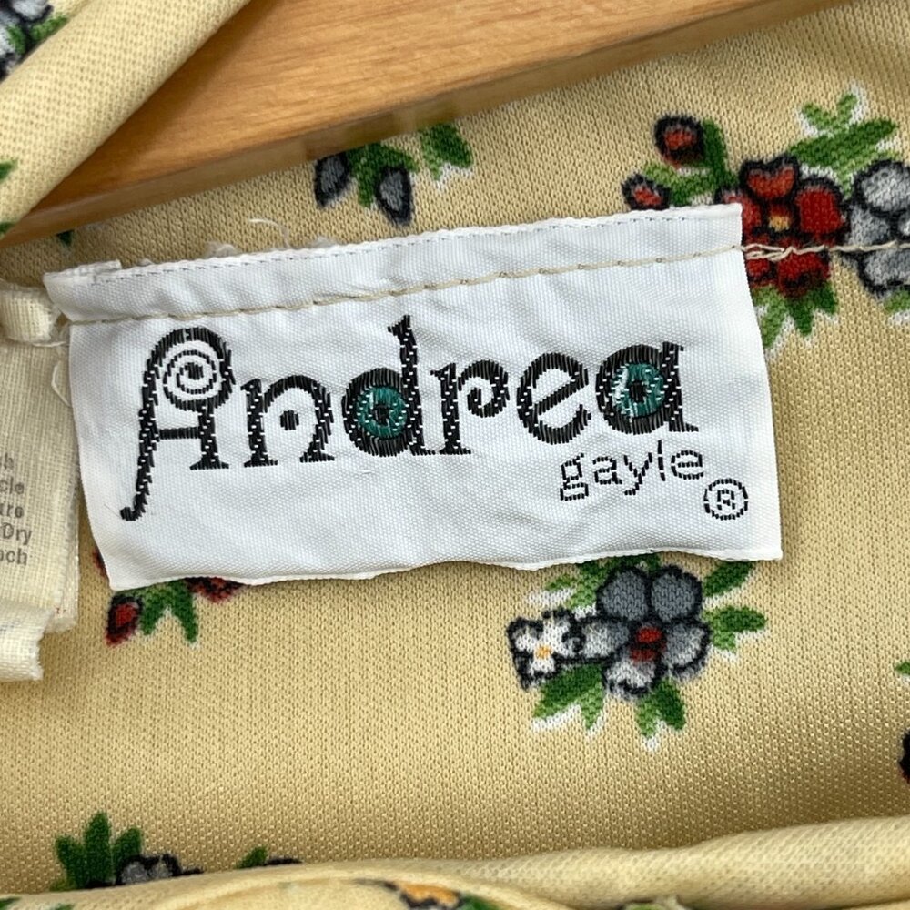 Vintage 70s Andrea Gayle Floral Balloon Sleeve Keyhole Top USA Made - Picture 11 of 14